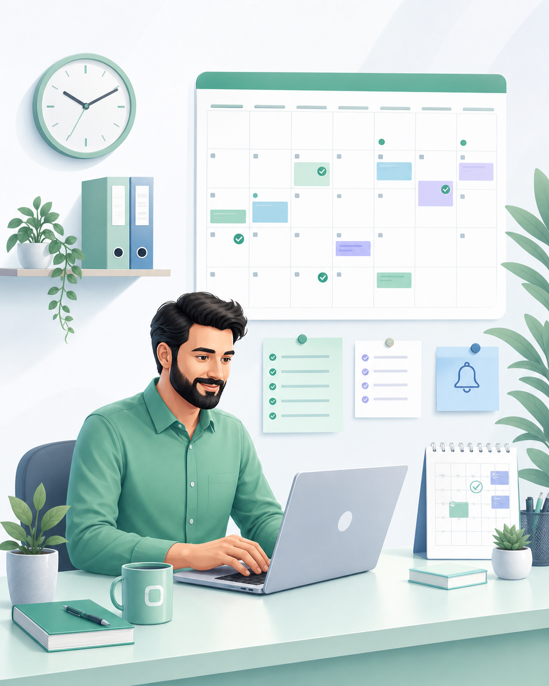 Ilustración editorial del módulo Calendario de platbi®